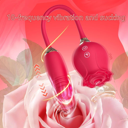 Vibrator cu 10 Frecvențe, Limba și Ou Vibrator, Stimulare Dubla, Roșu + Gel Lubrifiant 25ml, Waterproof