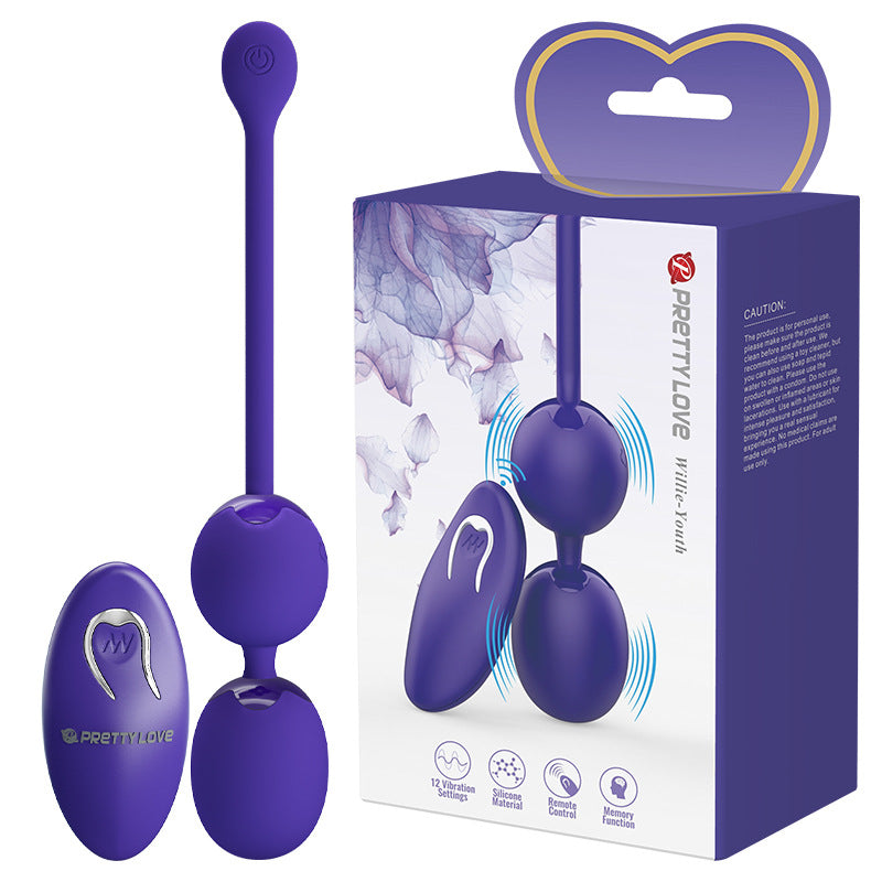 Ou Vibrator Wireless Pretty Love, Control din Telecomanda 12 Frecvențe, Vibrație Puternică, Dublă Bilă din Silicon, Încărcare USB + Gel Lubrifiant 25ml, Waterproof