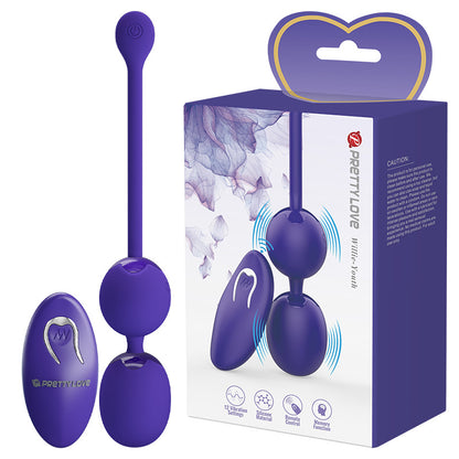 Ou Vibrator Wireless Pretty Love, Control din Telecomanda 12 Frecvențe, Vibrație Puternică, Dublă Bilă din Silicon, Încărcare USB + Gel Lubrifiant 25ml, Waterproof