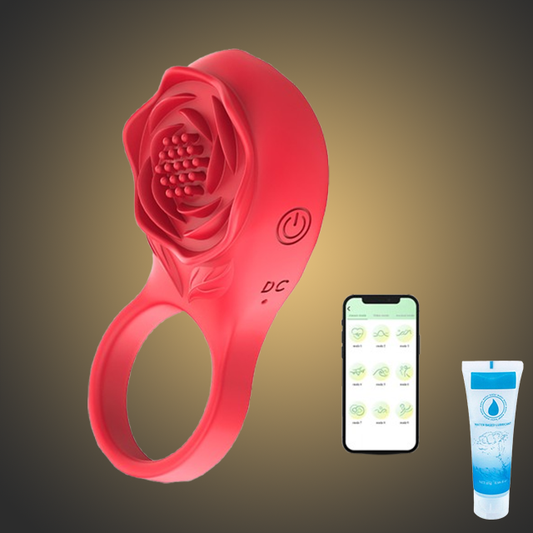 Inel cu Vibrații Pentru Penis cu Stimulare a Clitorisului si Aplicație + Gel Lubrifiant 25ml