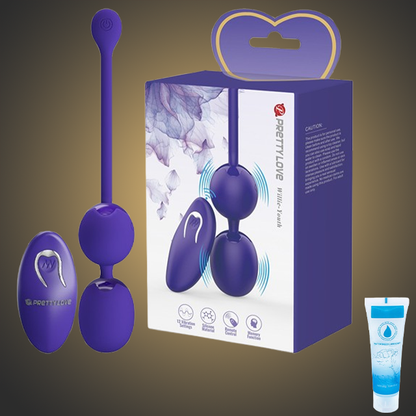 Ou Vibrator Wireless Pretty Love, Control din Telecomanda 12 Frecvențe, Vibrație Puternică, Dublă Bilă din Silicon, Încărcare USB + Gel Lubrifiant 25ml, Waterproof