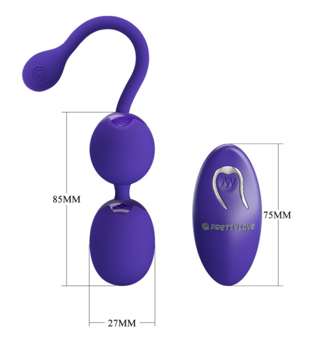 Ou Vibrator Wireless Pretty Love, Control din Telecomanda 12 Frecvențe, Vibrație Puternică, Dublă Bilă din Silicon, Încărcare USB + Gel Lubrifiant 25ml, Waterproof