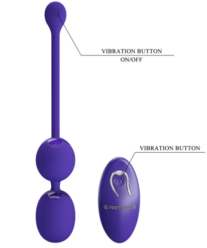 Ou Vibrator Wireless Pretty Love, Control din Telecomanda 12 Frecvențe, Vibrație Puternică, Dublă Bilă din Silicon, Încărcare USB + Gel Lubrifiant 25ml, Waterproof